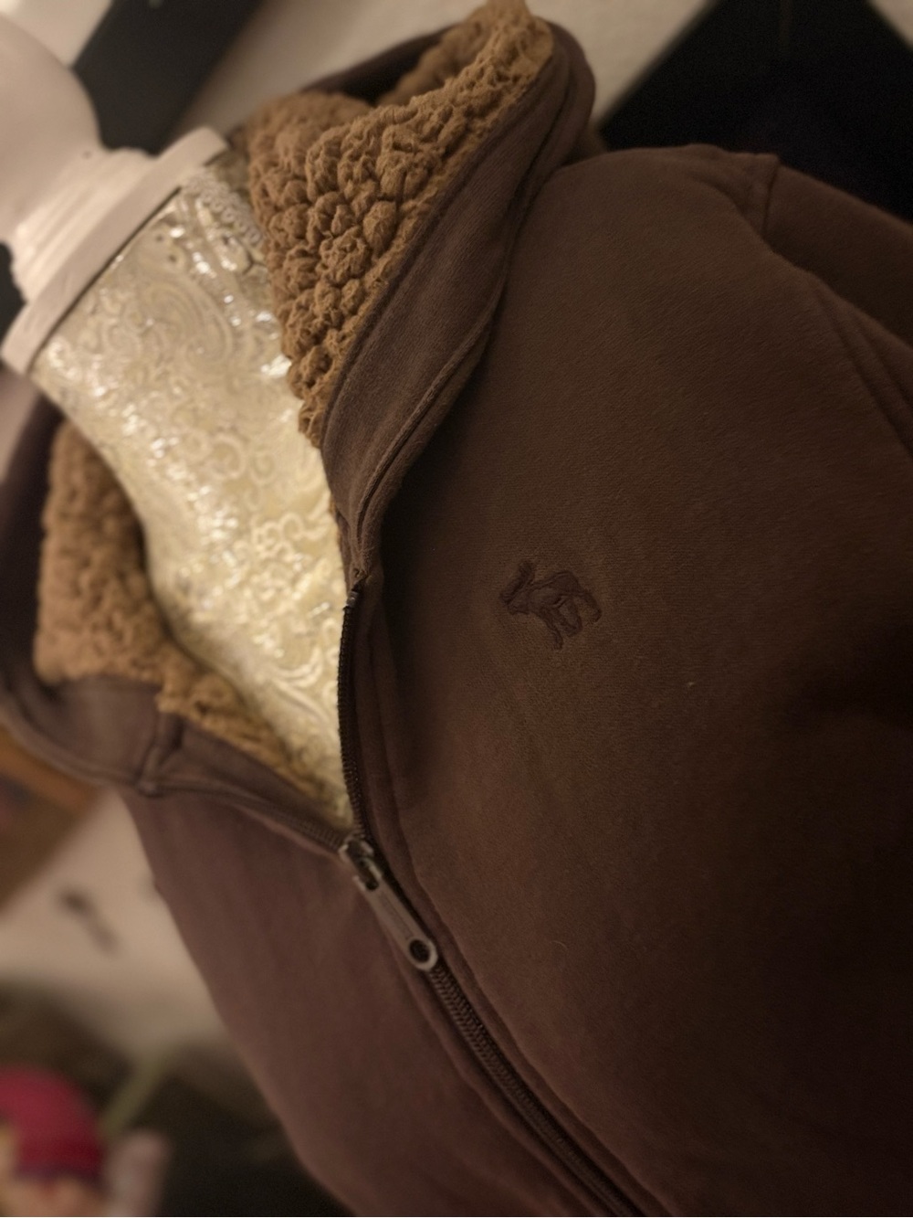 y2k Abercrombie & Fitch Brown Sherpa-Lined Zip Jacket